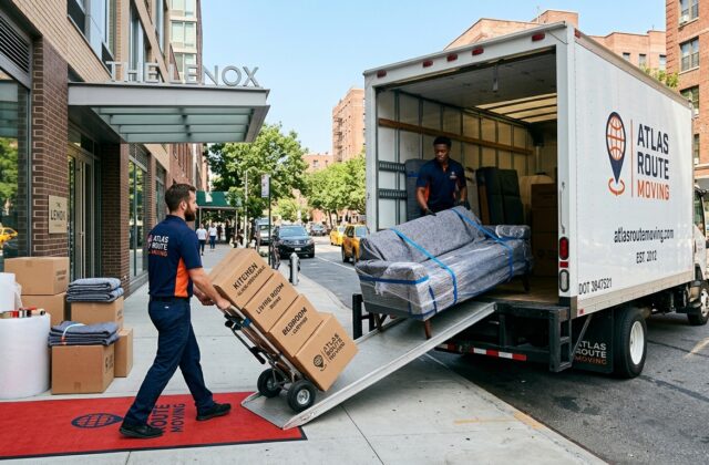 Professional movers loading a 1-bedroom apartment into a moving truck