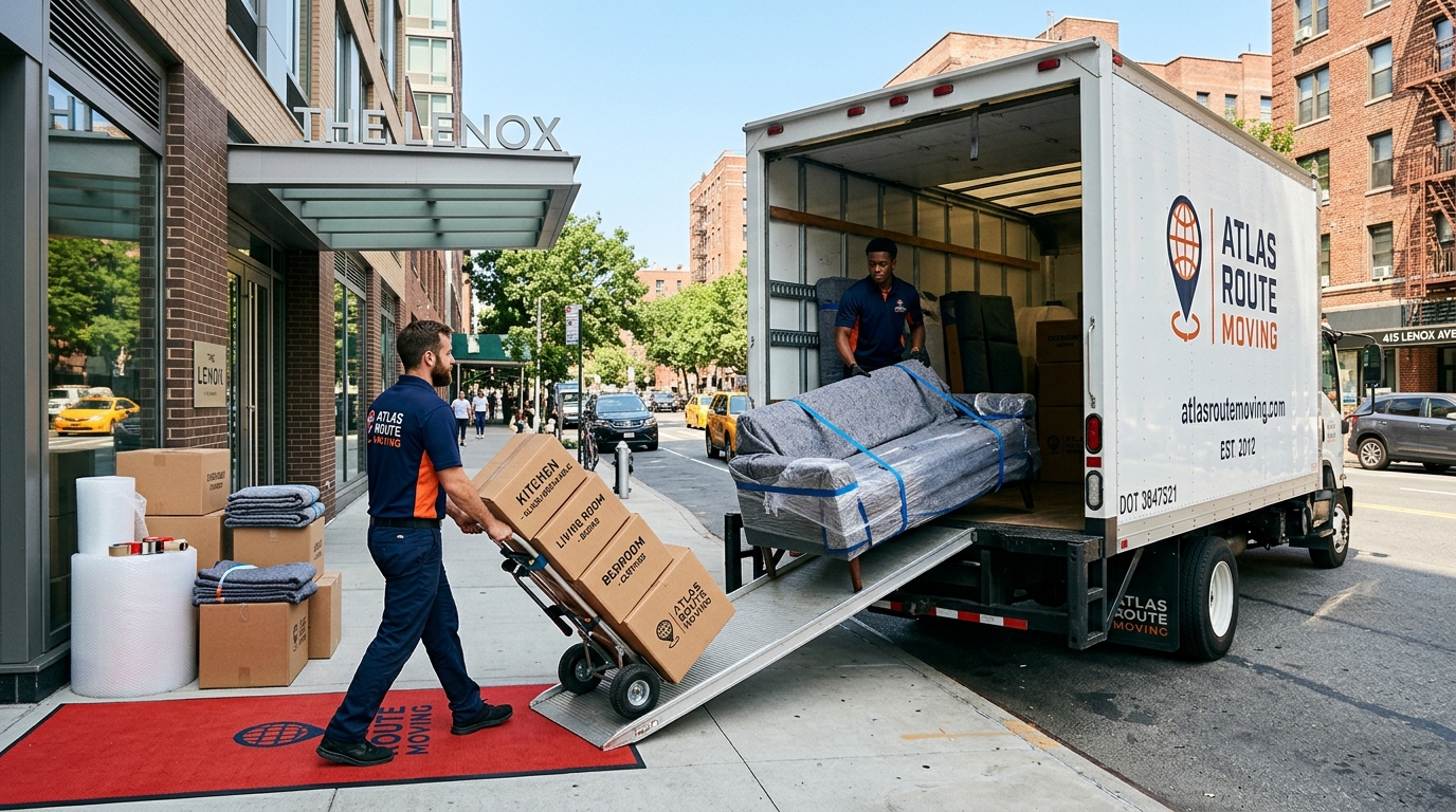 Professional movers loading a 1-bedroom apartment into a moving truck